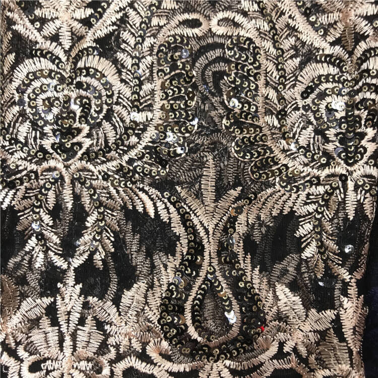 Sequin Evening Women's Polyester Embroidered Fabric for Women's Wear W 7